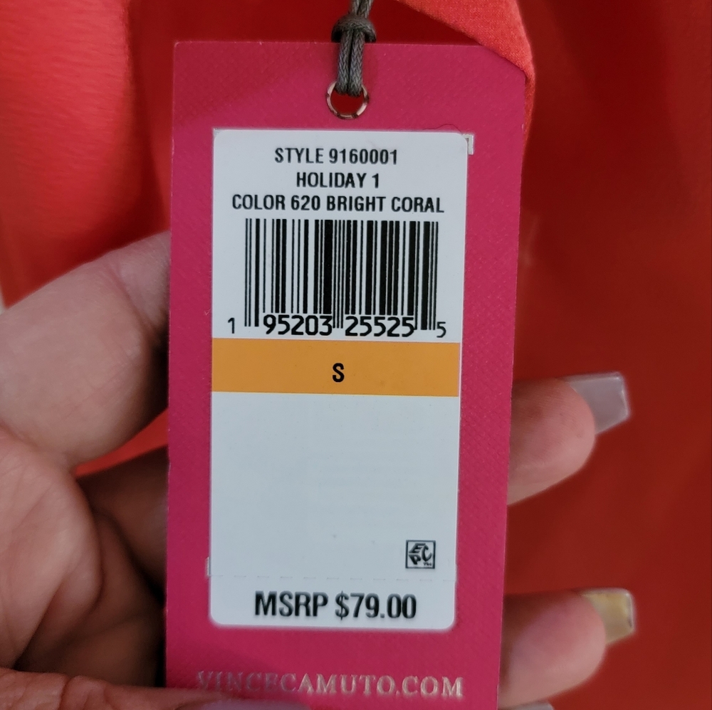 Beautiful Vince Camuto, bright coral blouse, small - Picture 5 of 10